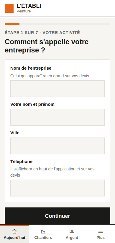 La visite, une question par écran